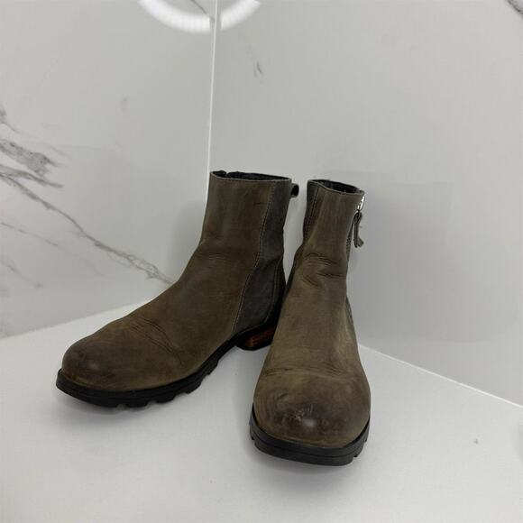 SOREL Women's Gray Suede Zip Up Booties Size 8.5 Waterproof - Picture 1 of 7